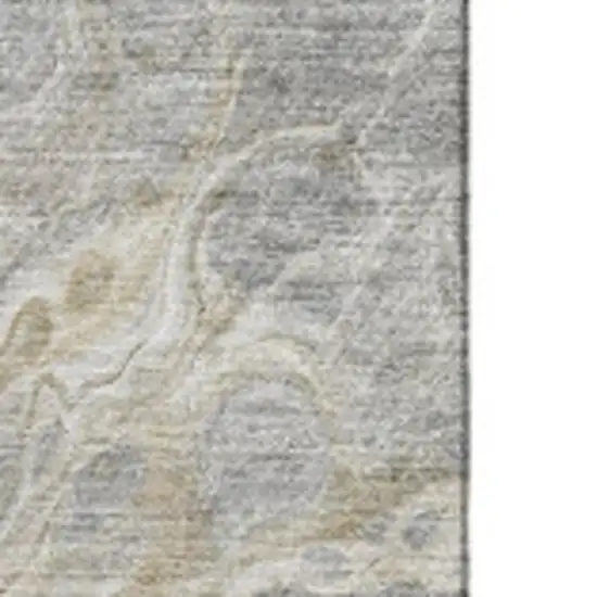 Taupe Gray And Ivory Abstract Washable Area Rug With UV Protection Photo 4