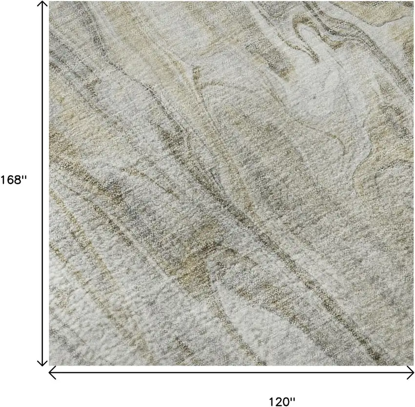 Taupe Gray And Ivory Abstract Washable Area Rug With UV Protection Photo 9