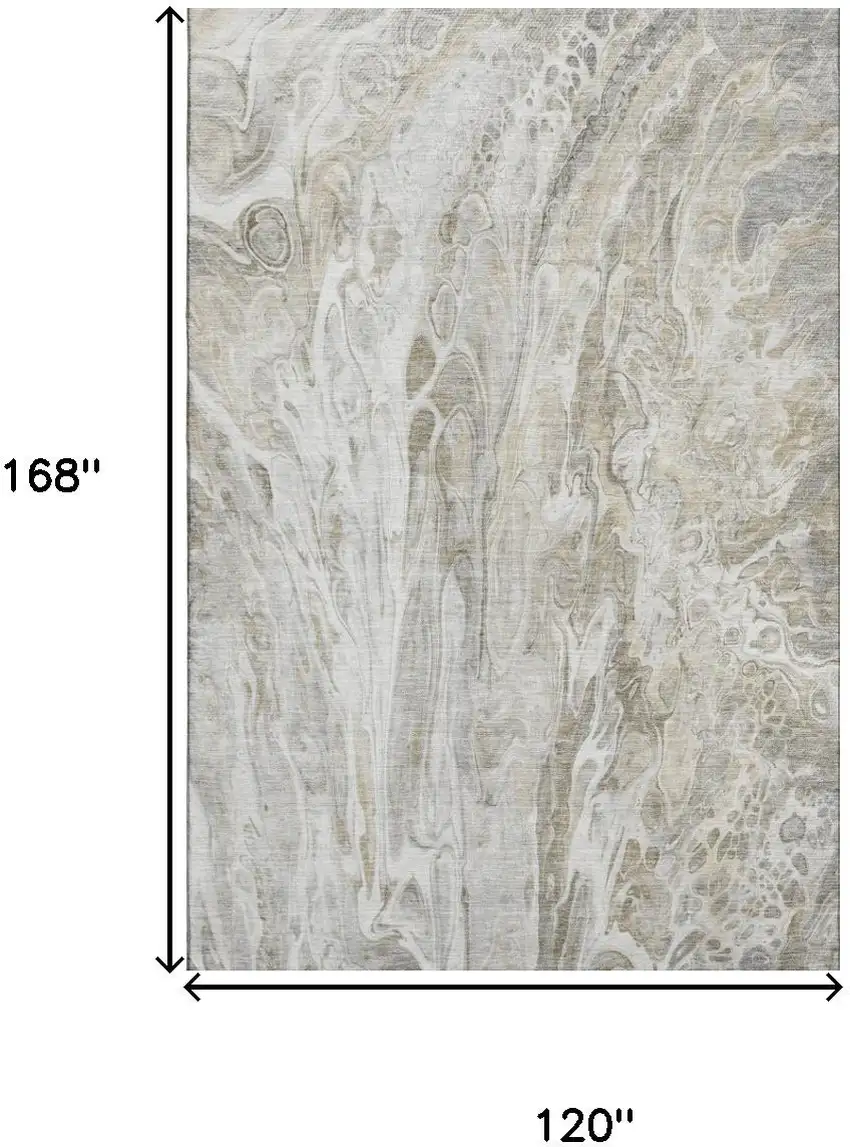 Taupe Gray And Ivory Abstract Washable Area Rug With UV Protection Photo 3
