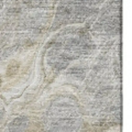 Taupe Gray And Ivory Abstract Washable Area Rug With UV Protection Photo 4
