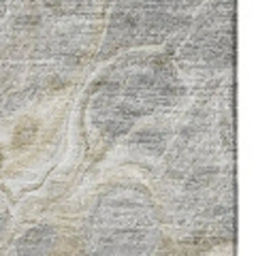 Taupe Gray And Ivory Abstract Washable Area Rug With UV Protection Photo 4