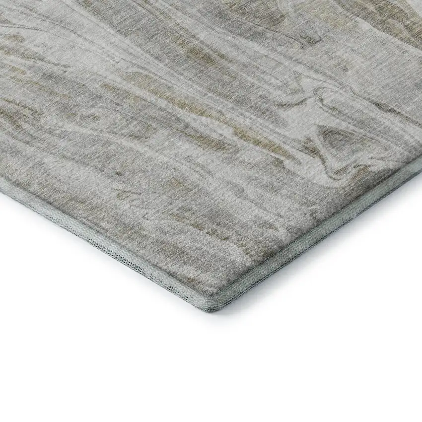 Taupe Gray And Ivory Abstract Washable Area Rug With UV Protection Photo 7