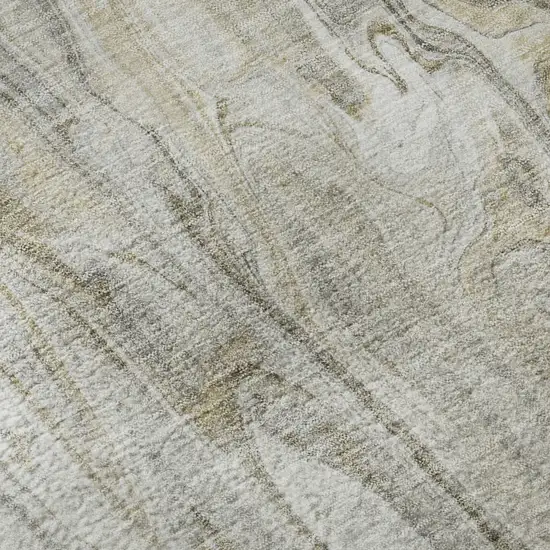 Taupe Gray And Ivory Abstract Washable Area Rug With UV Protection Photo 1