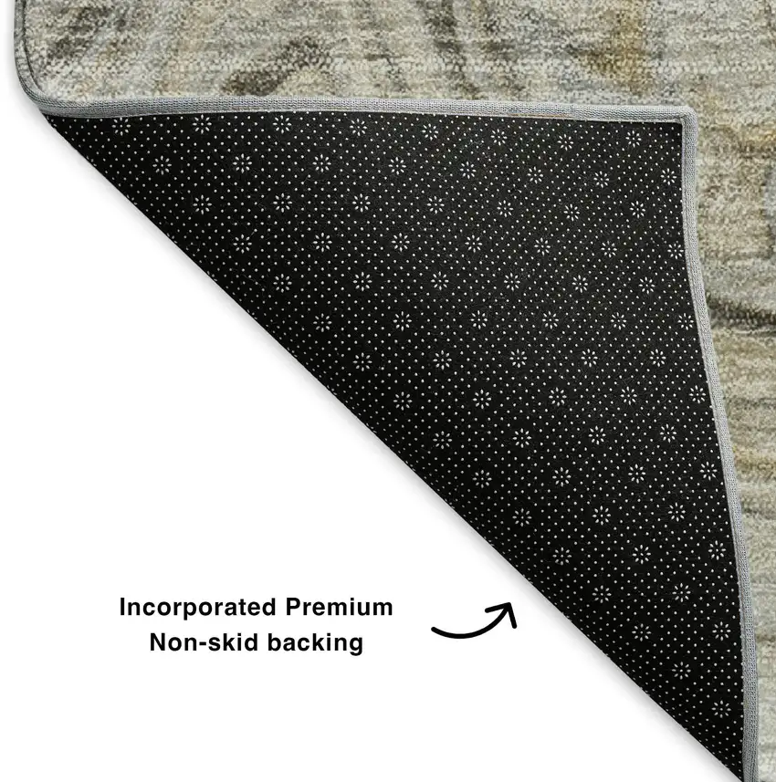 Taupe Gray And Ivory Abstract Washable Area Rug With UV Protection Photo 6