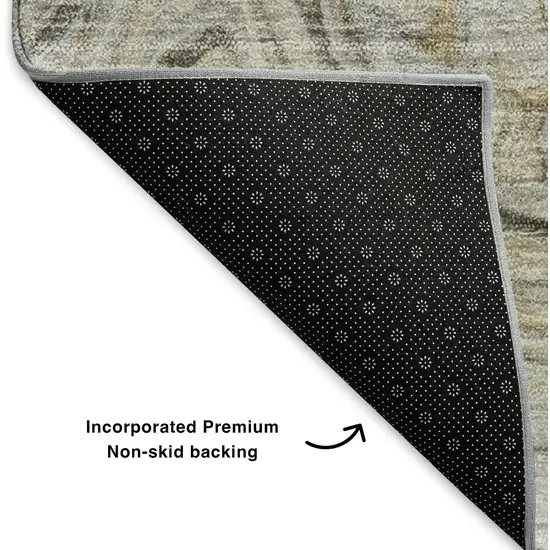 Taupe Gray And Ivory Abstract Washable Area Rug With UV Protection Photo 6