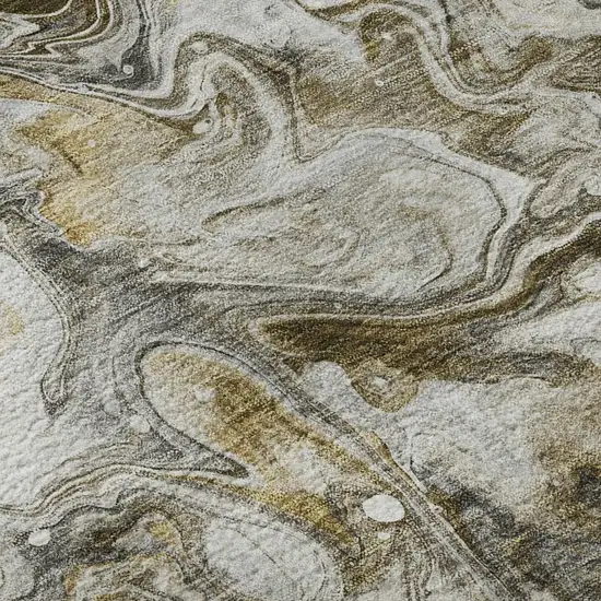 Taupe Gray And Ivory Abstract Washable Area Rug With UV Protection Photo 9