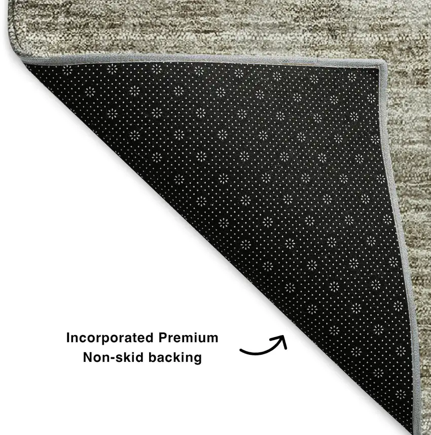 Taupe Gray And Ivory Abstract Washable Area Rug With UV Protection Photo 4