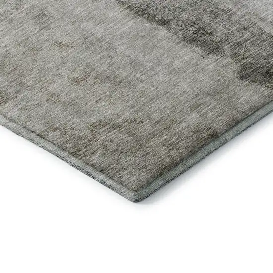 Taupe Gray And Ivory Abstract Washable Area Rug With UV Protection Photo 5