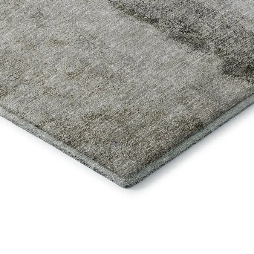 Taupe Gray And Ivory Abstract Washable Area Rug With UV Protection Photo 5