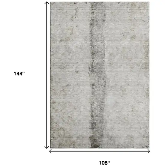 Taupe Gray And Ivory Abstract Washable Area Rug With UV Protection Photo 8