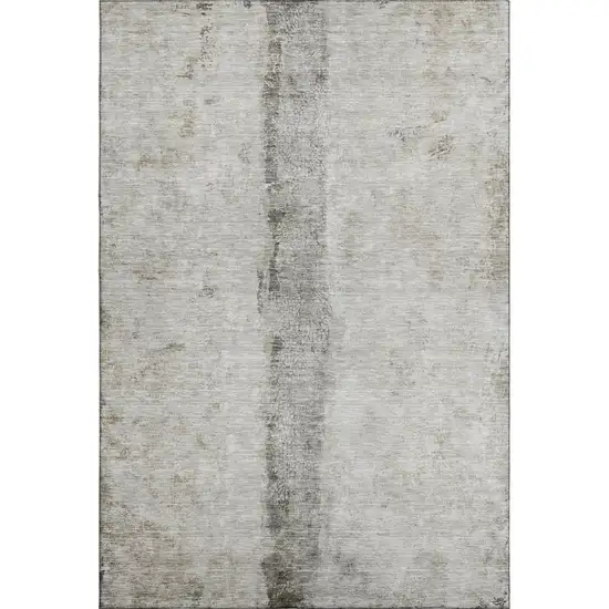 Taupe Gray And Ivory Abstract Washable Area Rug With UV Protection Photo 1