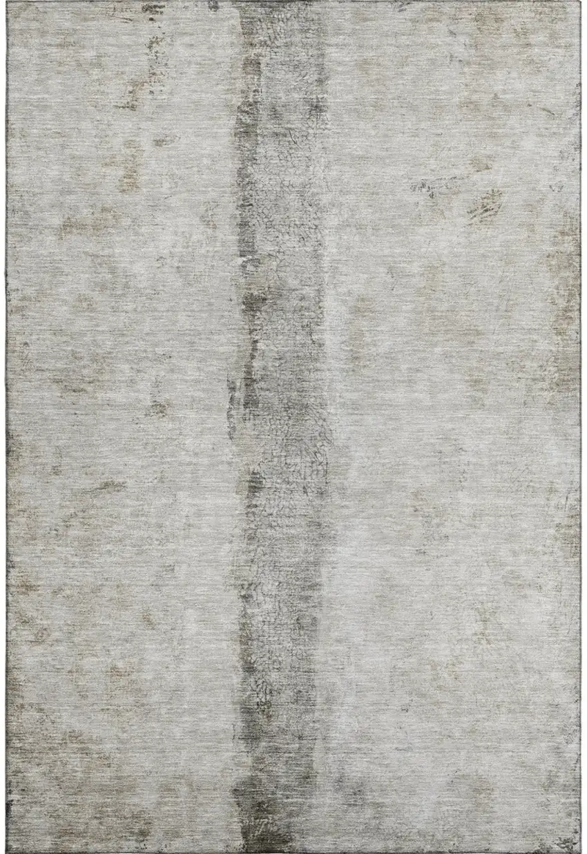 Taupe Gray And Ivory Abstract Washable Area Rug With UV Protection Photo 1