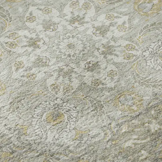 Taupe Gray And Ivory Medallion Washable Area Rug With UV Protection Photo 9