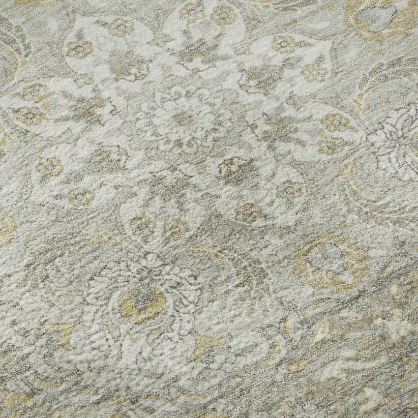 Taupe Gray And Ivory Medallion Washable Area Rug With UV Protection Photo 9