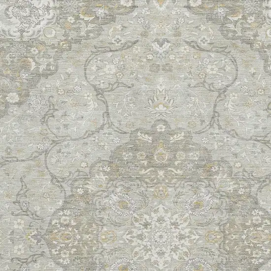 Taupe Gray And Ivory Medallion Washable Area Rug With UV Protection Photo 2