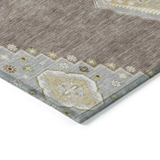 Taupe Gray And Ivory Oriental Washable Indoor Outdoor Area Rug Photo 4