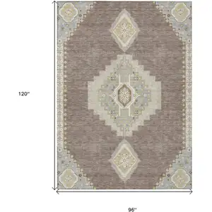 Photo of Taupe Gray And Ivory Oriental Washable Indoor Outdoor Area Rug