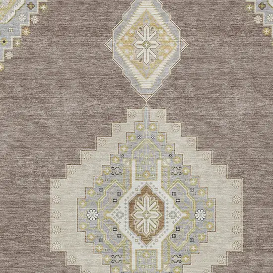 Taupe Gray And Ivory Oriental Washable Indoor Outdoor Area Rug Photo 6