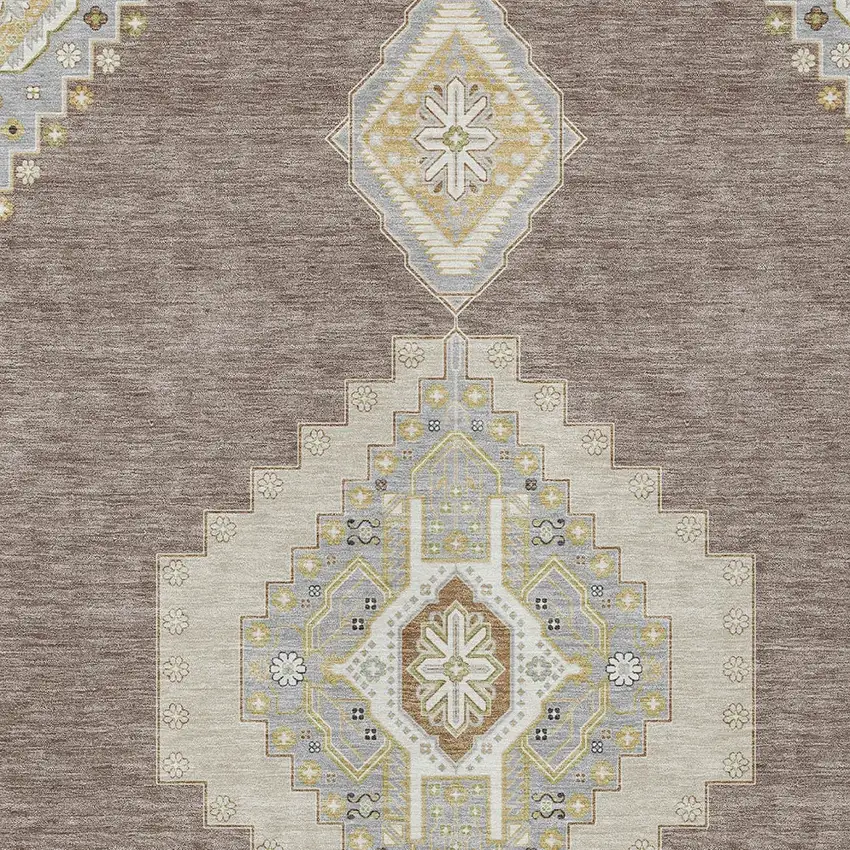 Taupe Gray And Ivory Oriental Washable Indoor Outdoor Area Rug Photo 6