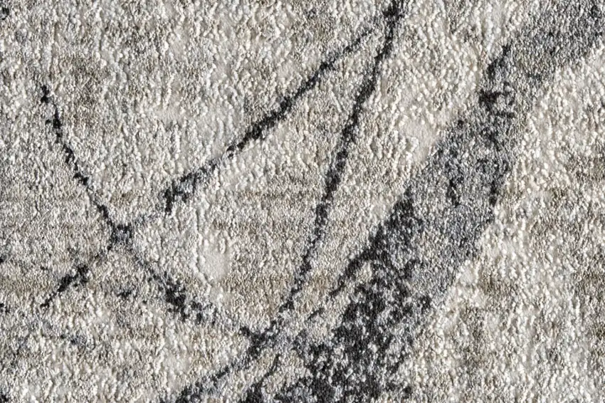 Taupe Gray And Ivory Round Abstract Stain Resistant Area Rug Photo 6