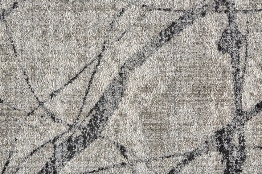 Taupe Gray And Ivory Round Abstract Stain Resistant Area Rug Photo 7