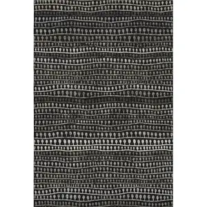 Photo of Taupe Gray And Ivory Striped Washable Area Rug With UV Protection