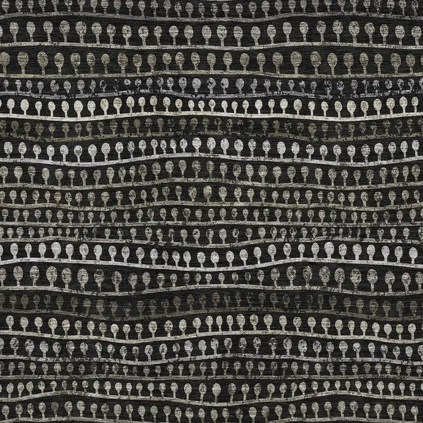 Taupe Gray And Ivory Striped Washable Area Rug With UV Protection Photo 3