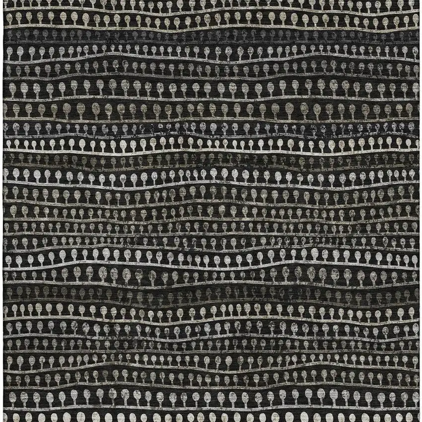 Taupe Gray And Ivory Striped Washable Area Rug With UV Protection Photo 4