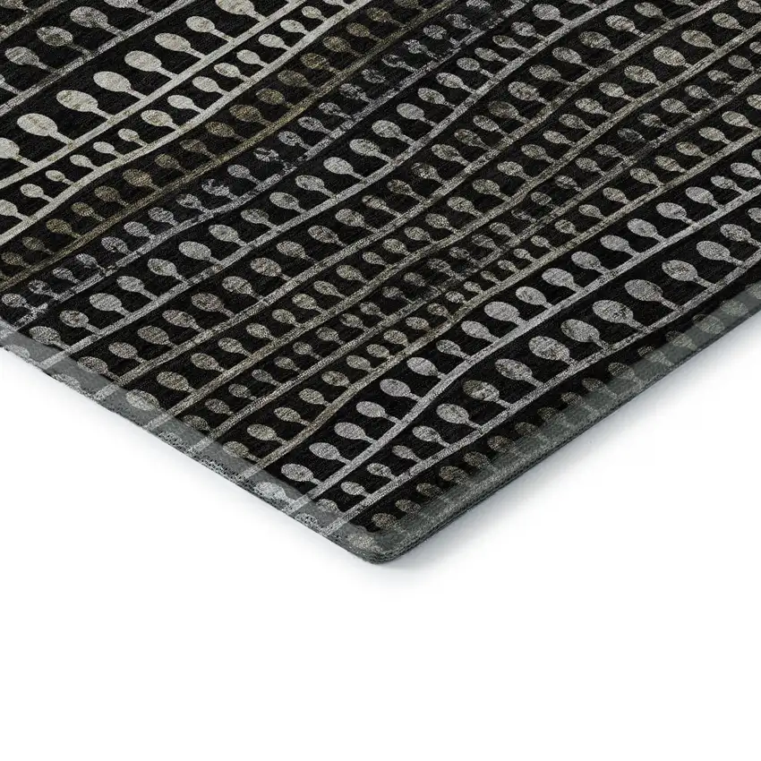 Taupe Gray And Ivory Striped Washable Area Rug With UV Protection Photo 8