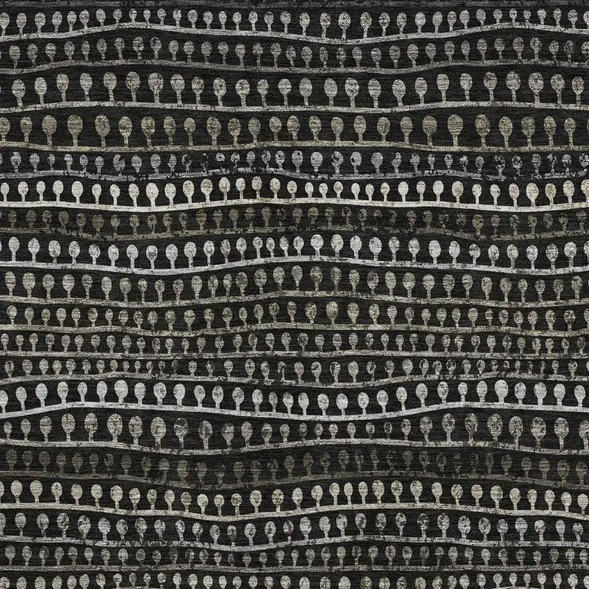 Taupe Gray And Ivory Striped Washable Area Rug With UV Protection Photo 3