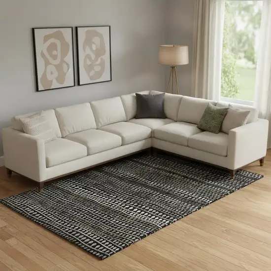 Taupe Gray And Ivory Striped Washable Area Rug With UV Protection Photo 1