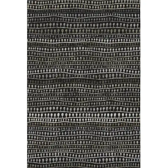 Taupe Gray And Ivory Striped Washable Area Rug With UV Protection Photo 4