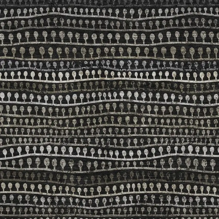 Taupe Gray And Ivory Striped Washable Area Rug With UV Protection Photo 3