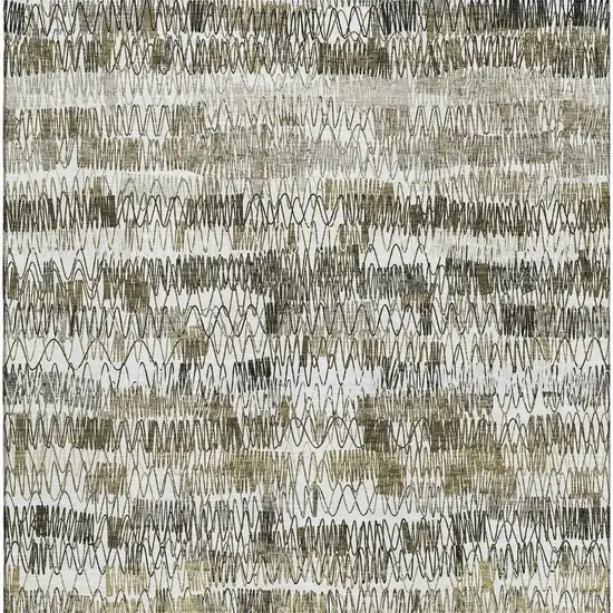 Taupe Gray And Ivory Striped Washable Area Rug With UV Protection Photo 4
