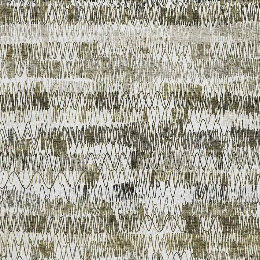 Taupe Gray And Ivory Striped Washable Area Rug With UV Protection Photo 3