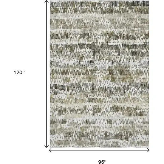 Taupe Gray And Ivory Striped Washable Area Rug With UV Protection Photo 3