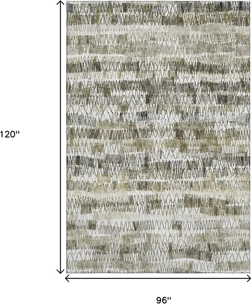 Taupe Gray And Ivory Striped Washable Area Rug With UV Protection Photo 3