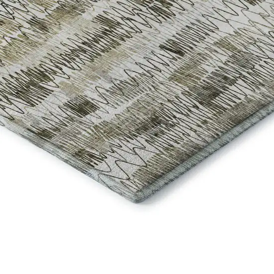 Taupe Gray And Ivory Striped Washable Area Rug With UV Protection Photo 8