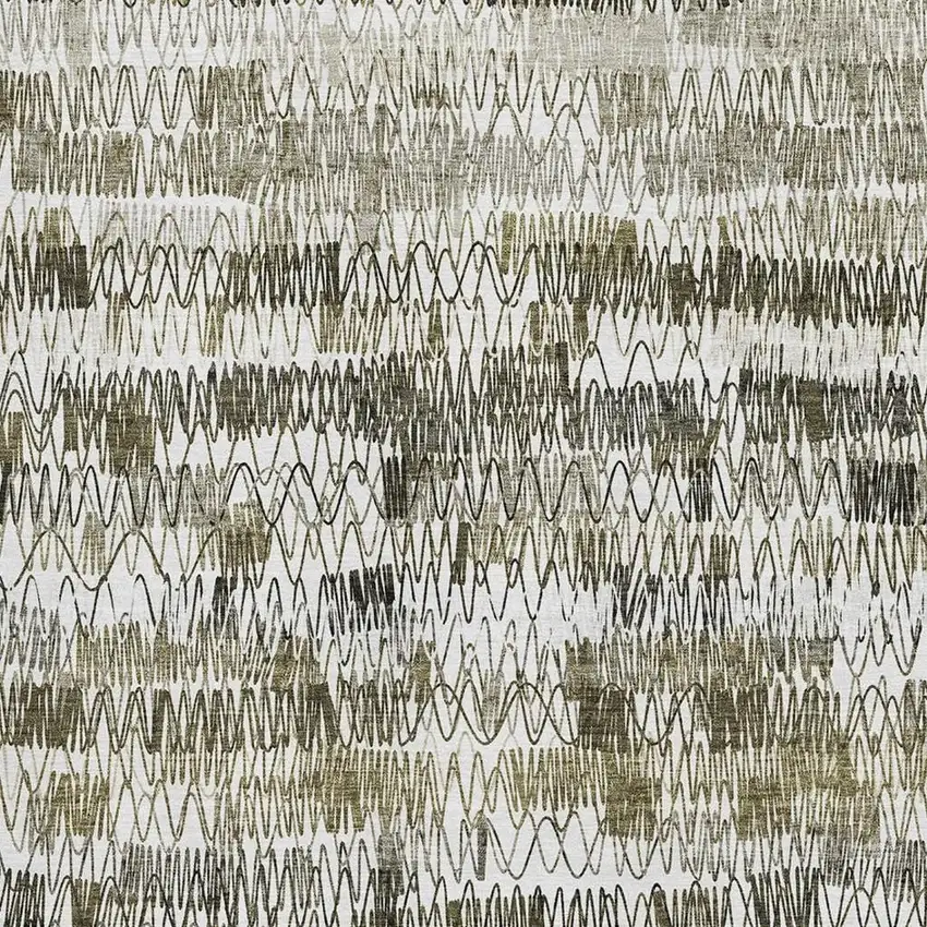 Taupe Gray And Ivory Striped Washable Area Rug With UV Protection Photo 3