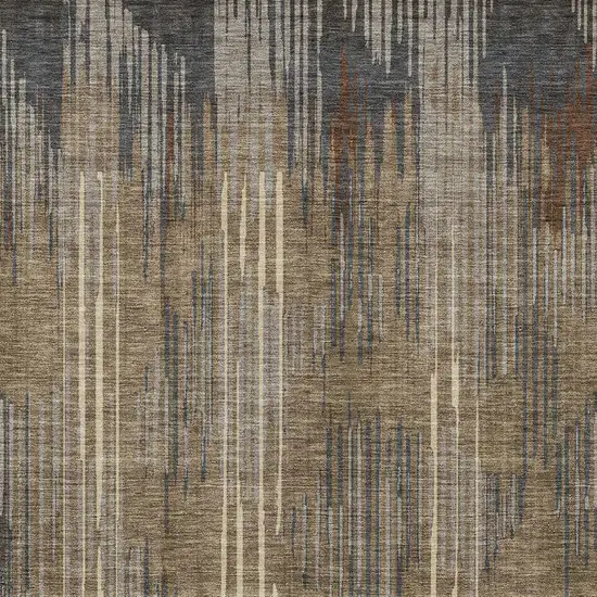 Taupe Gray And Ivory Striped Washable Indoor Outdoor Area Rug Photo 7