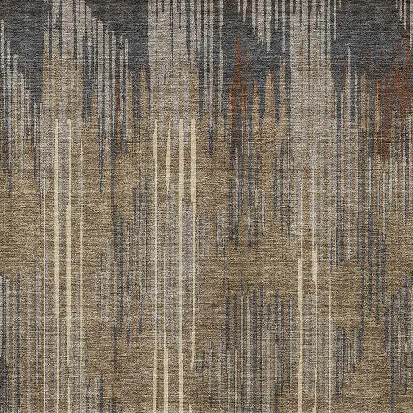 Taupe Gray And Ivory Striped Washable Indoor Outdoor Area Rug Photo 7
