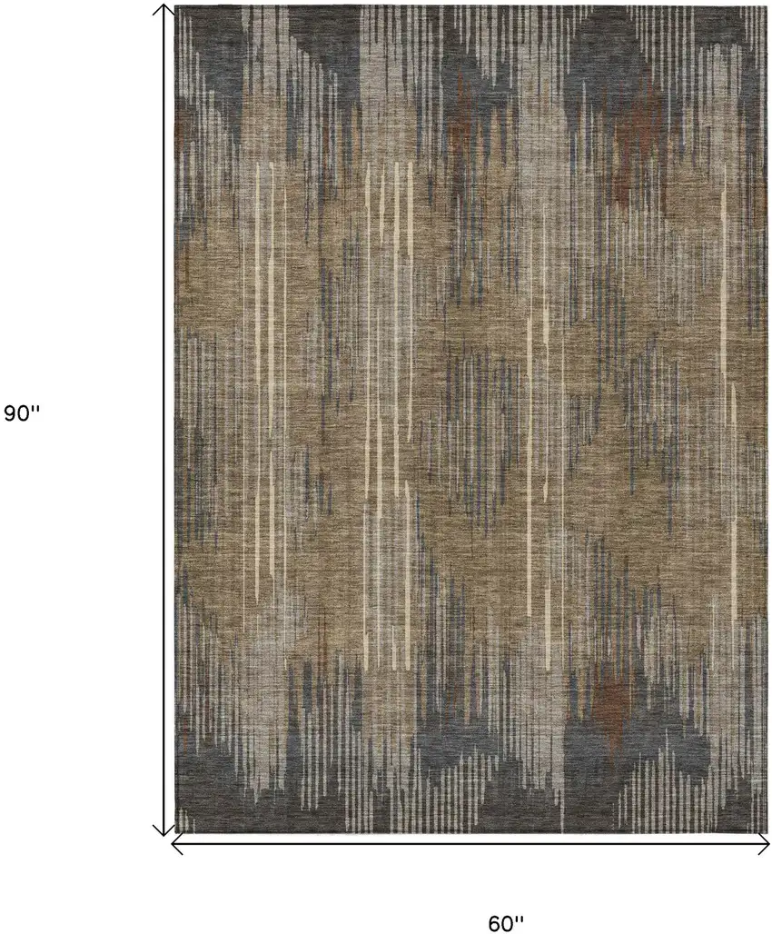 Taupe Gray And Ivory Striped Washable Indoor Outdoor Area Rug Photo 3