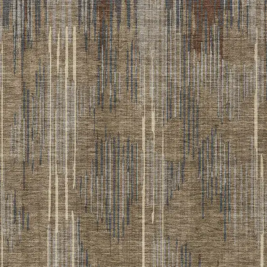 Taupe Gray And Ivory Striped Washable Indoor Outdoor Area Rug Photo 7