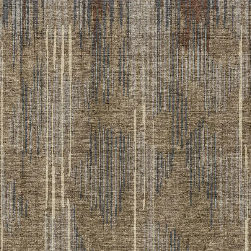 Taupe Gray And Ivory Striped Washable Indoor Outdoor Area Rug Photo 7