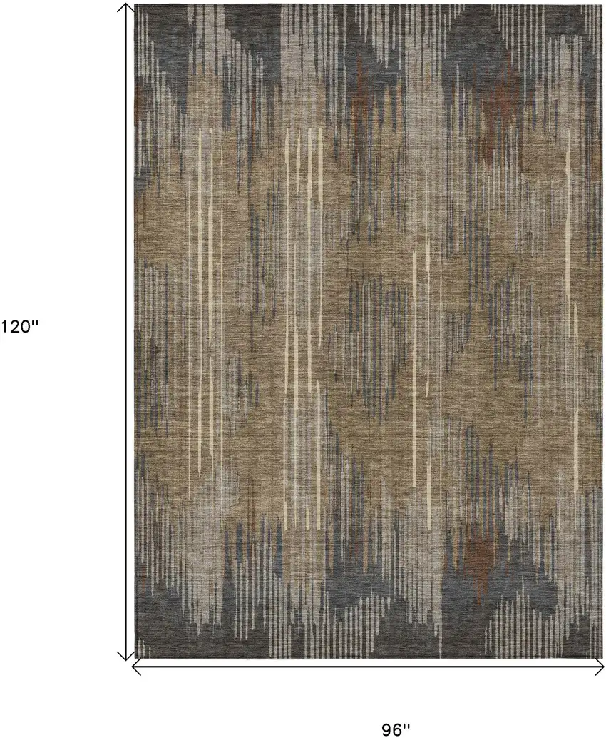 Taupe Gray And Ivory Striped Washable Indoor Outdoor Area Rug Photo 3