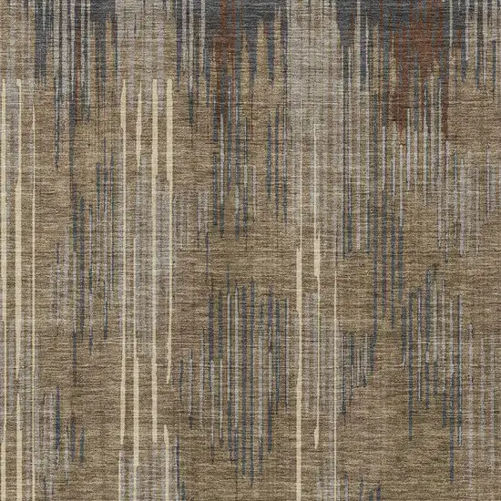 Taupe Gray And Ivory Striped Washable Indoor Outdoor Area Rug Photo 7