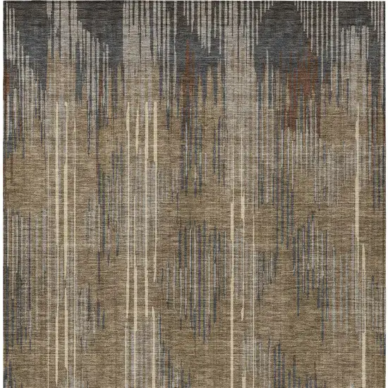 Taupe Gray And Ivory Striped Washable Indoor Outdoor Area Rug Photo 8