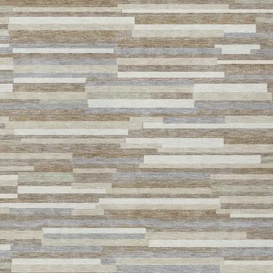 Taupe Gray And Ivory Striped Washable Indoor Outdoor Area Rug Photo 6