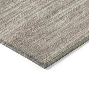 Photo of Taupe Gray And Ivory Striped Washable Indoor Outdoor Area Rug