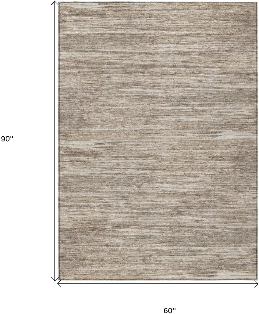 Taupe Gray And Ivory Striped Washable Indoor Outdoor Area Rug Photo 3
